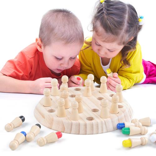 Wooden Colour Memory Chess Family Fun Game. - HAPPY GUMNUT