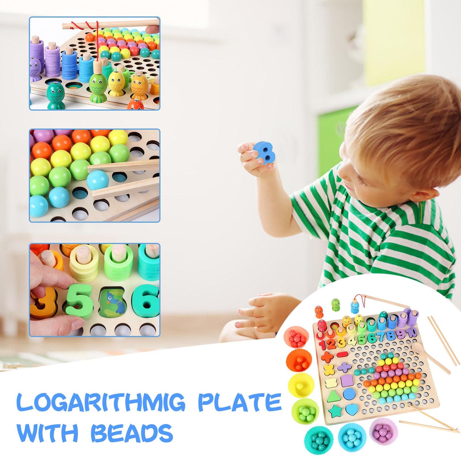 13 in 1 Beads Activity Board Montessori Inspired Kids Educational Wooden toys - HAPPY GUMNUT