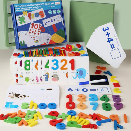 Wooden Spelling Word Learning and Maths and Numbers Activity Set - HAPPY GUMNUT
