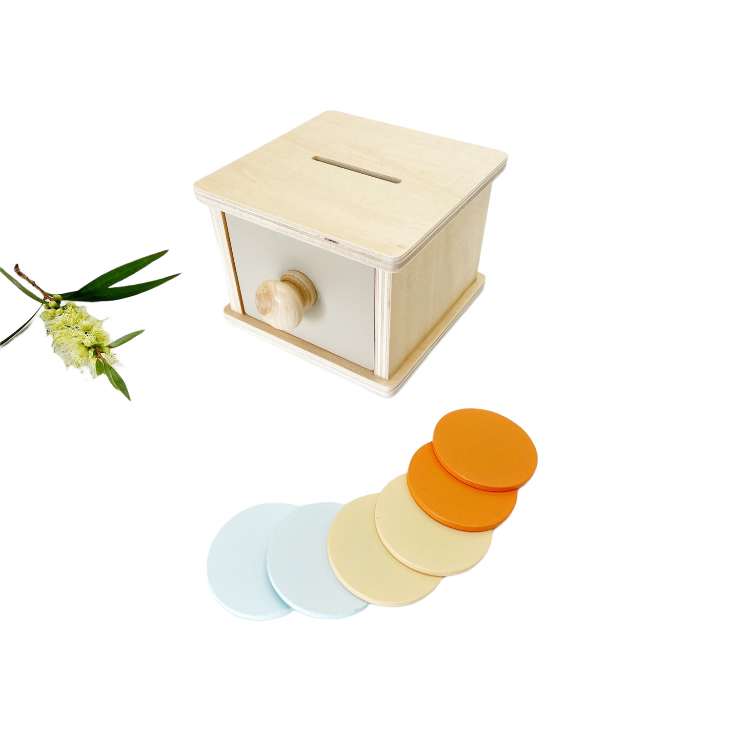 Montessori Pastel Drawer Box and Coins / Drawer and Ball - HAPPY GUMNUT