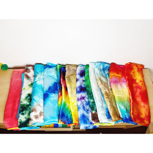 Eofy Clearence Sale !!! Hand dyed Real Silk Play Silk Scarf Toy - HAPPY GUMNUT