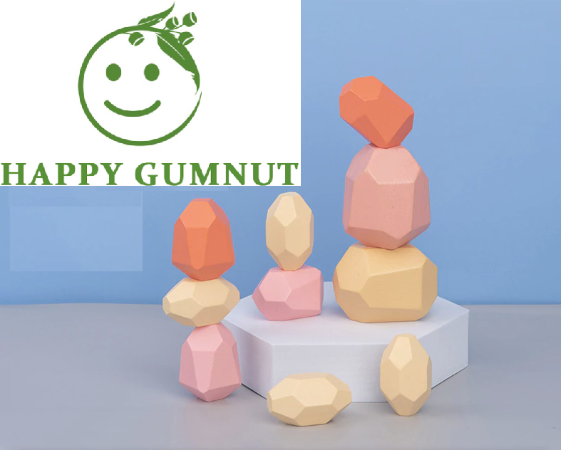 Wooden Stacking Stones - HAPPY GUMNUT