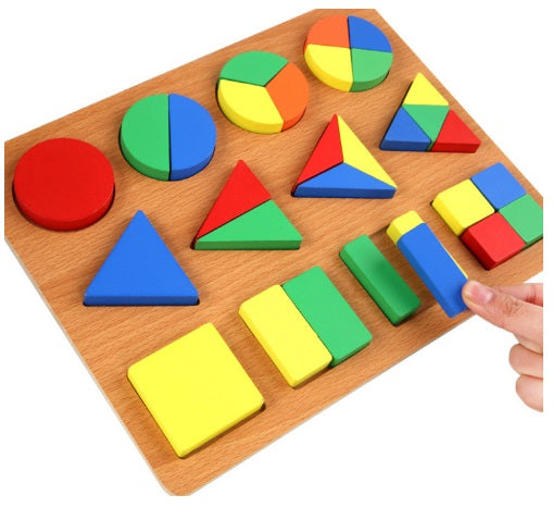 Montessori Large Geometric Fractions Sorting Board - HAPPY GUMNUT