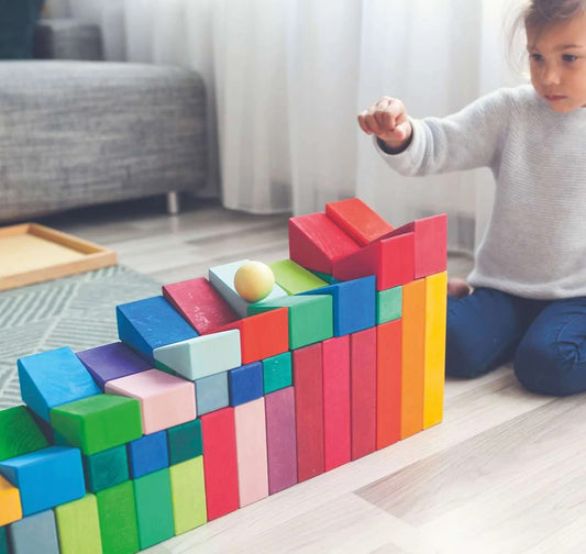 Sloping Blocks With Tray Marble Run Rainbow Building Block - HAPPY GUMNUT