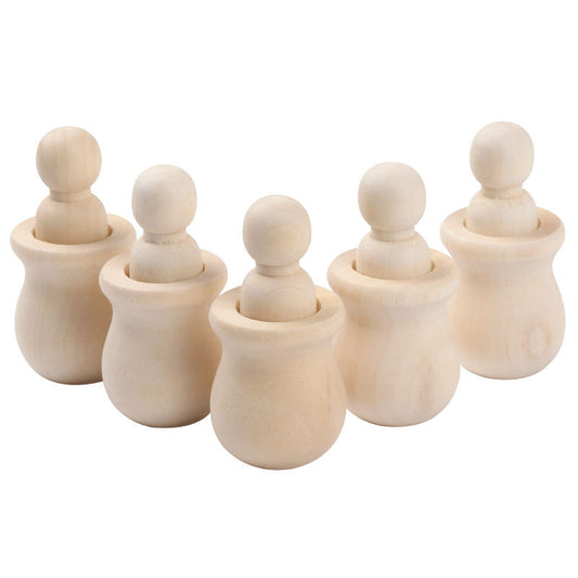 Peg Doll and Cup Loose Set Natural Wood DIY Loose Parts Kids Craft  Wooden toys - HAPPY GUMNUT