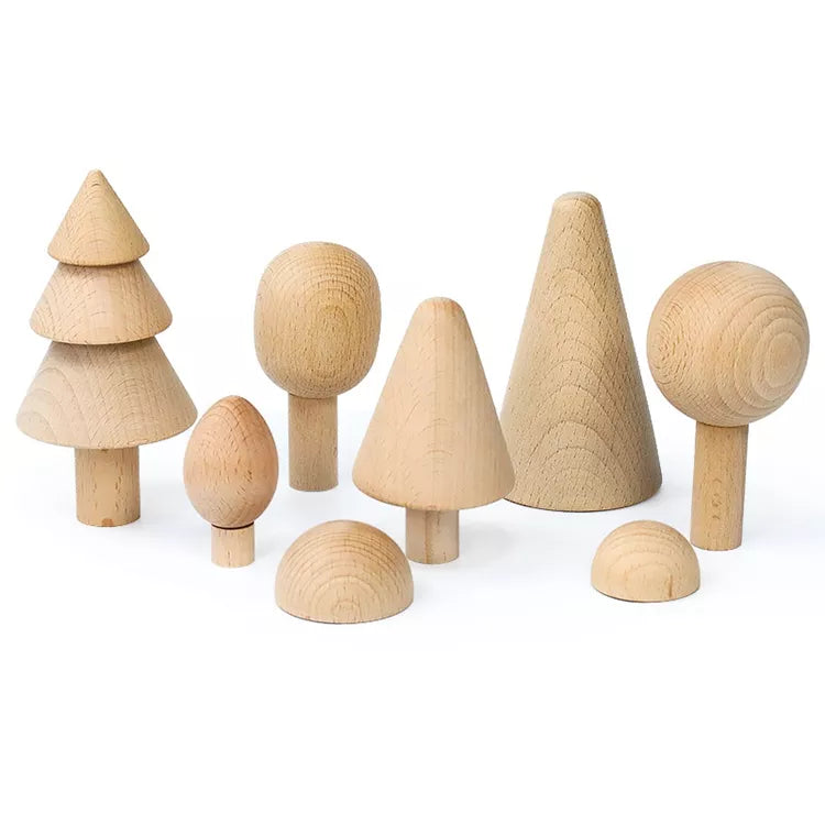 Wooden Toys Enchanted Forest Tree And Bush Set Open-ended Play Small World Play - HAPPY GUMNUT