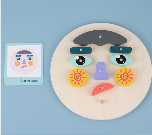 Wooden Board Kids Facial Emotion Expression Learning Puzzle - HAPPY GUMNUT