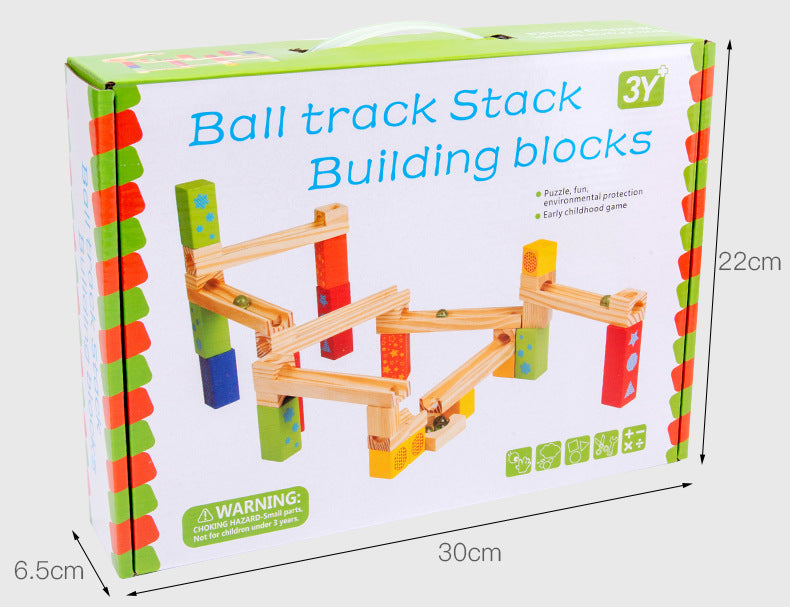 Medium Wooden track Marble Run Blockstoy set - HAPPY GUMNUT