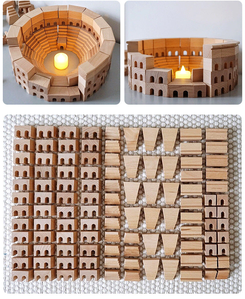 Wooden Roman Colosseum Building Blocks Set - HAPPY GUMNUT