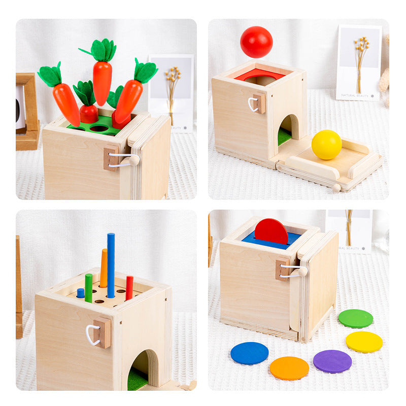 Montessori 4 in 1 Interchangeable Activity Box Kids Geometric Sensory Fine Motor Skill Activity Toy Object Permanence Box ! - HAPPY GUMNUT