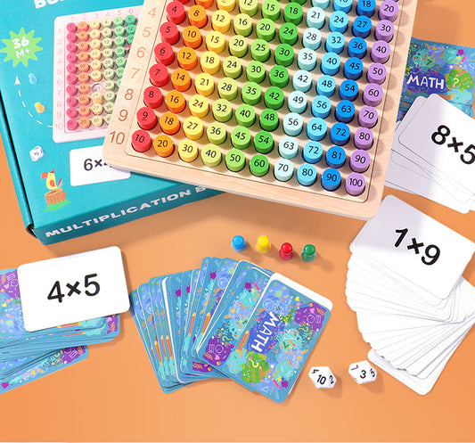 Wooden Multiplication Learning Board with Flash Cards - HAPPY GUMNUT