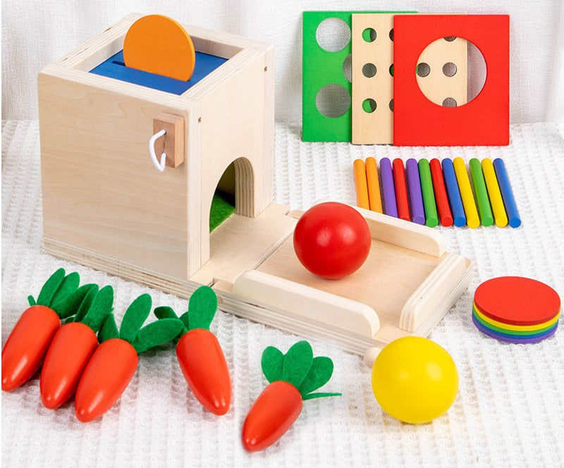 Montessori 4 in 1 Interchangeable Activity Box Kids Geometric Sensory Fine Motor Skill Activity Toy Object Permanence Box ! - HAPPY GUMNUT