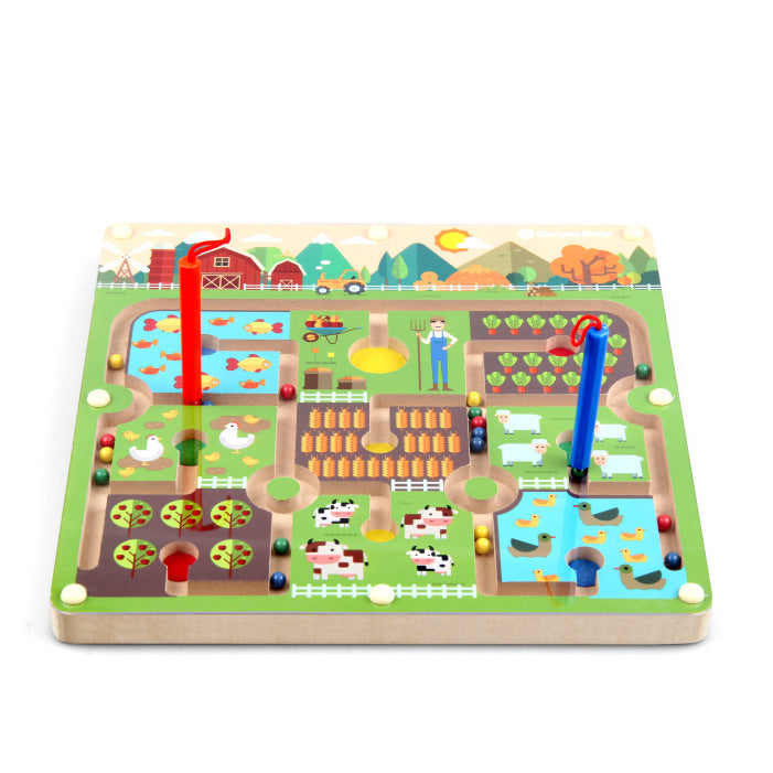 Busy Board Farmer Puzzle MAZE Magnetic activity Board with Pen and Colour Sorting fine motor skills Learning Toy - HAPPY GUMNUT