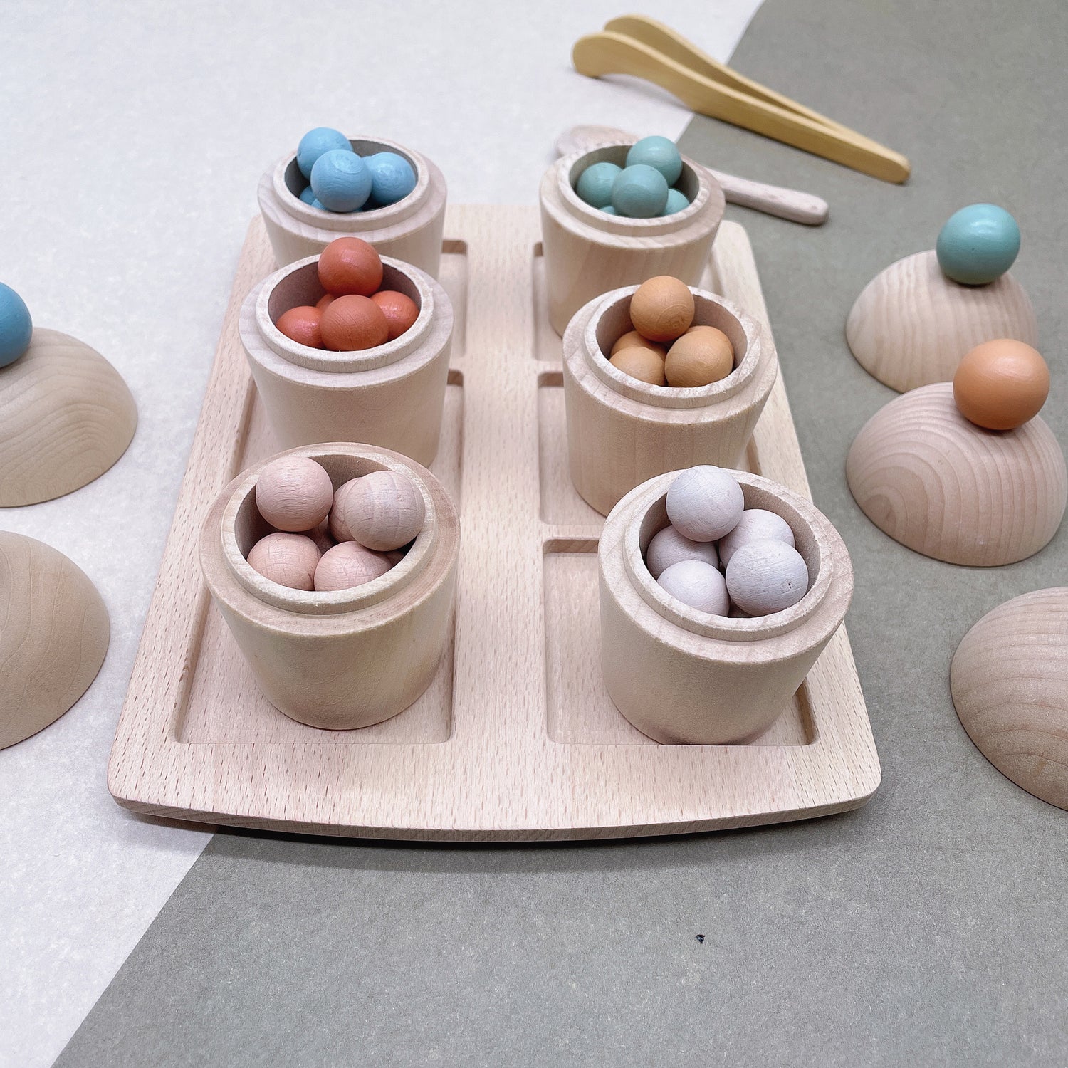 Wooden Toy Cupcakes with Tray Beads Sorting Educational Activity Kits - HAPPY GUMNUT