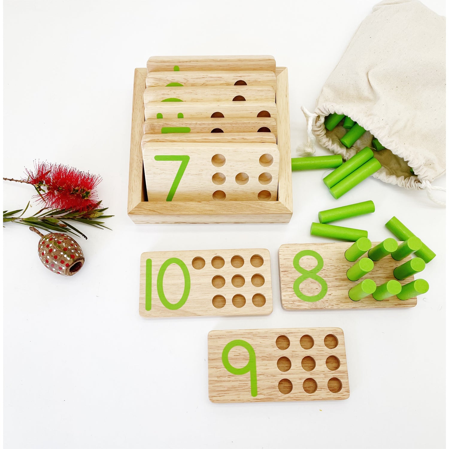 Large Montessori Counting Pegs Number Counting Sticks Boards | HAPPY GUMNUT