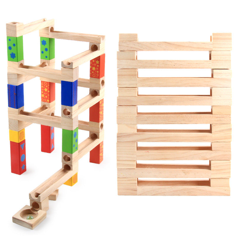 Medium Wooden track Marble Run Blockstoy set - HAPPY GUMNUT