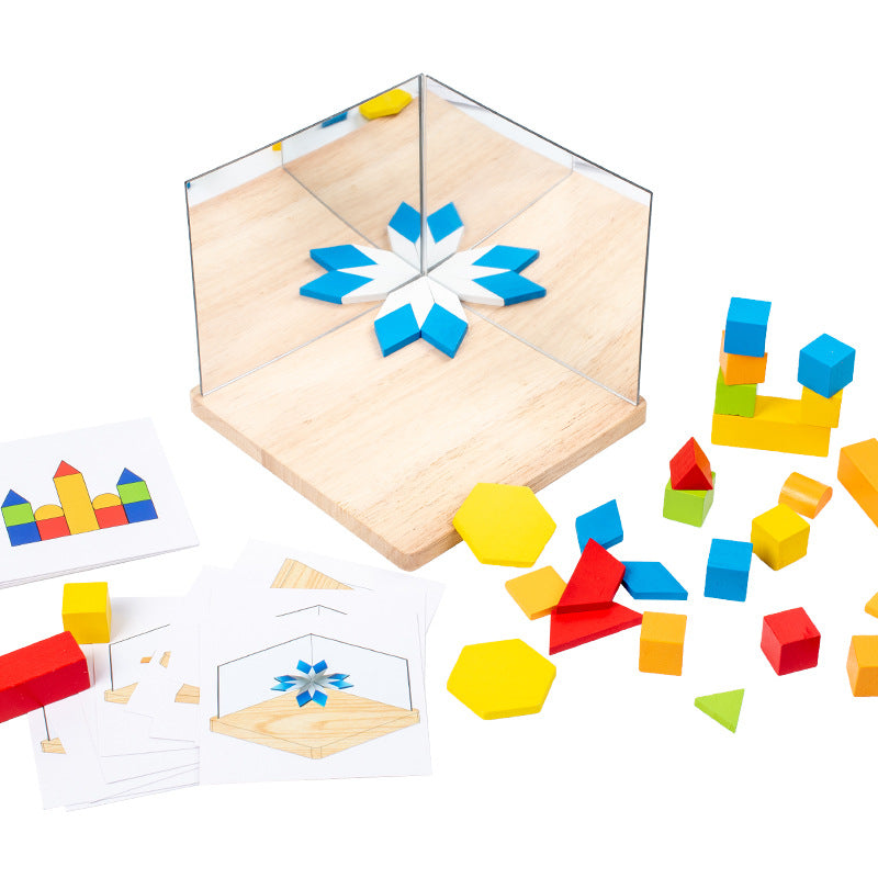 Montessori Advanced Geometric Shapes Mirror Board with Flash Cards - HAPPY GUMNUT