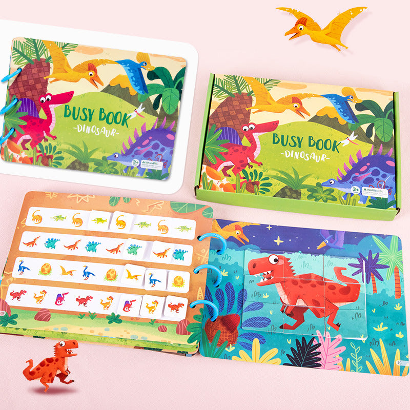 Kids Educational Dinosaur Busy Board Quiet Book Number Puzzle Activity Book - HAPPY GUMNUT