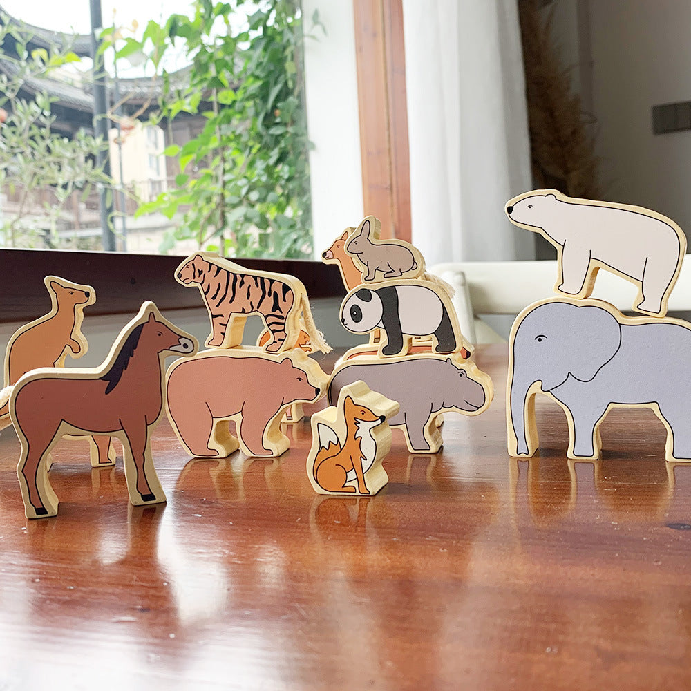 Wooden Animal Blocks Stacking Balancing Toy Set - HAPPY GUMNUT