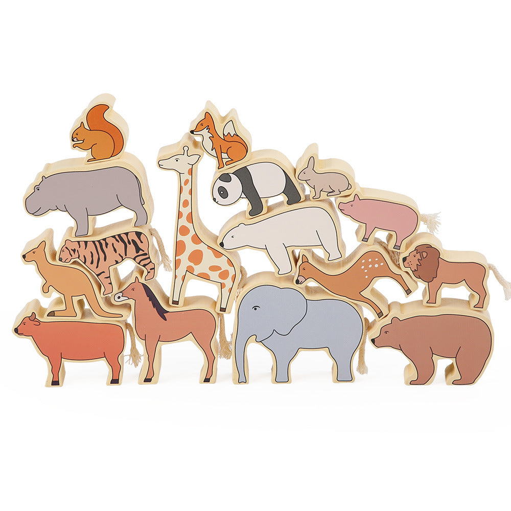 Wooden Animal Blocks Stacking Balancing Toy Set - HAPPY GUMNUT
