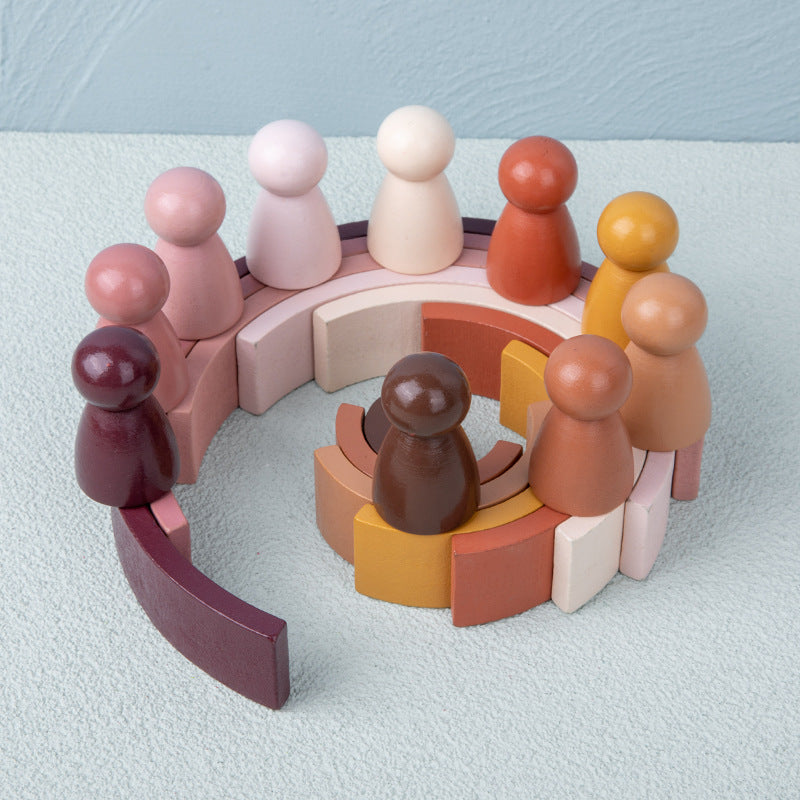 Wooden Peg Dolls People and Rainbow Stackers - HAPPY GUMNUT