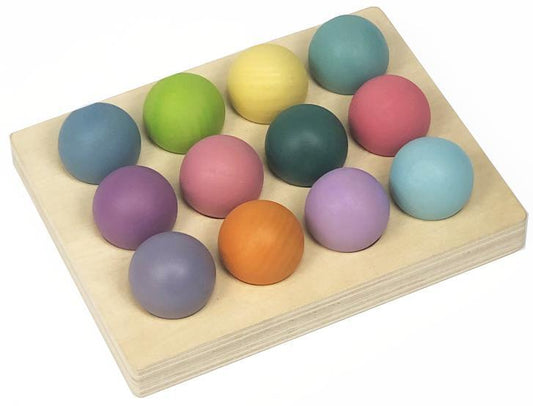 Wooden Pastel Balls Colour Sorting Tray - HAPPY GUMNUT