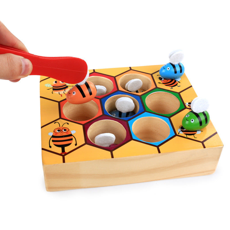 Wooden Bee Hive Game Catching Bee Toy - HAPPY GUMNUT