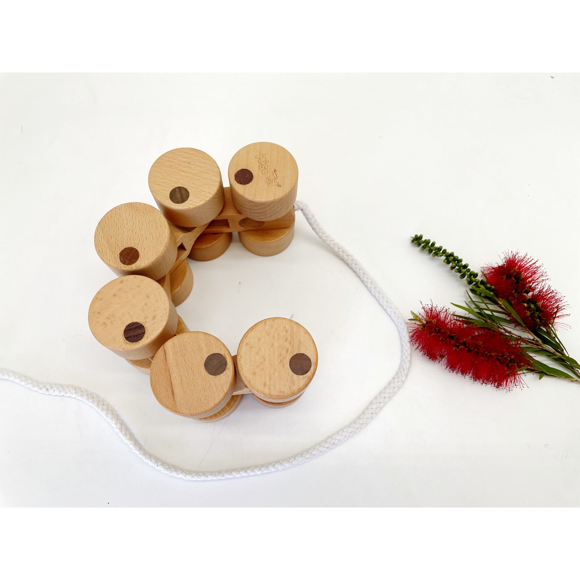 TOP Quality !! Wooden Pull Alone Wheels Train - HAPPY GUMNUT