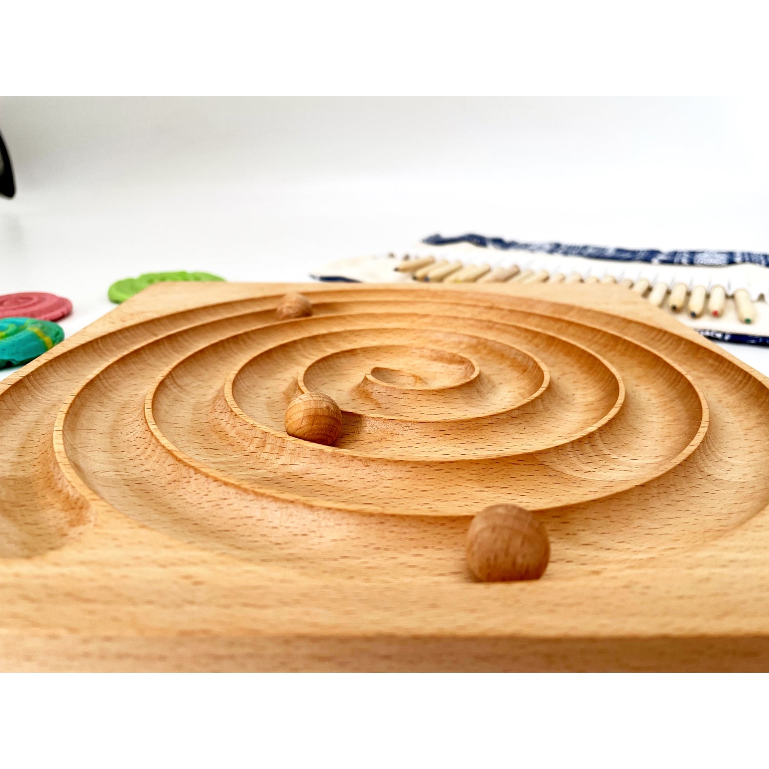 Wooden Pre-Writing Spiral Tracing Board - HAPPY GUMNUT