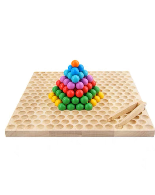 Premium Montessori Inspired Wooden Bead Board Dots Shuttle Mosaic board - HAPPY GUMNUT