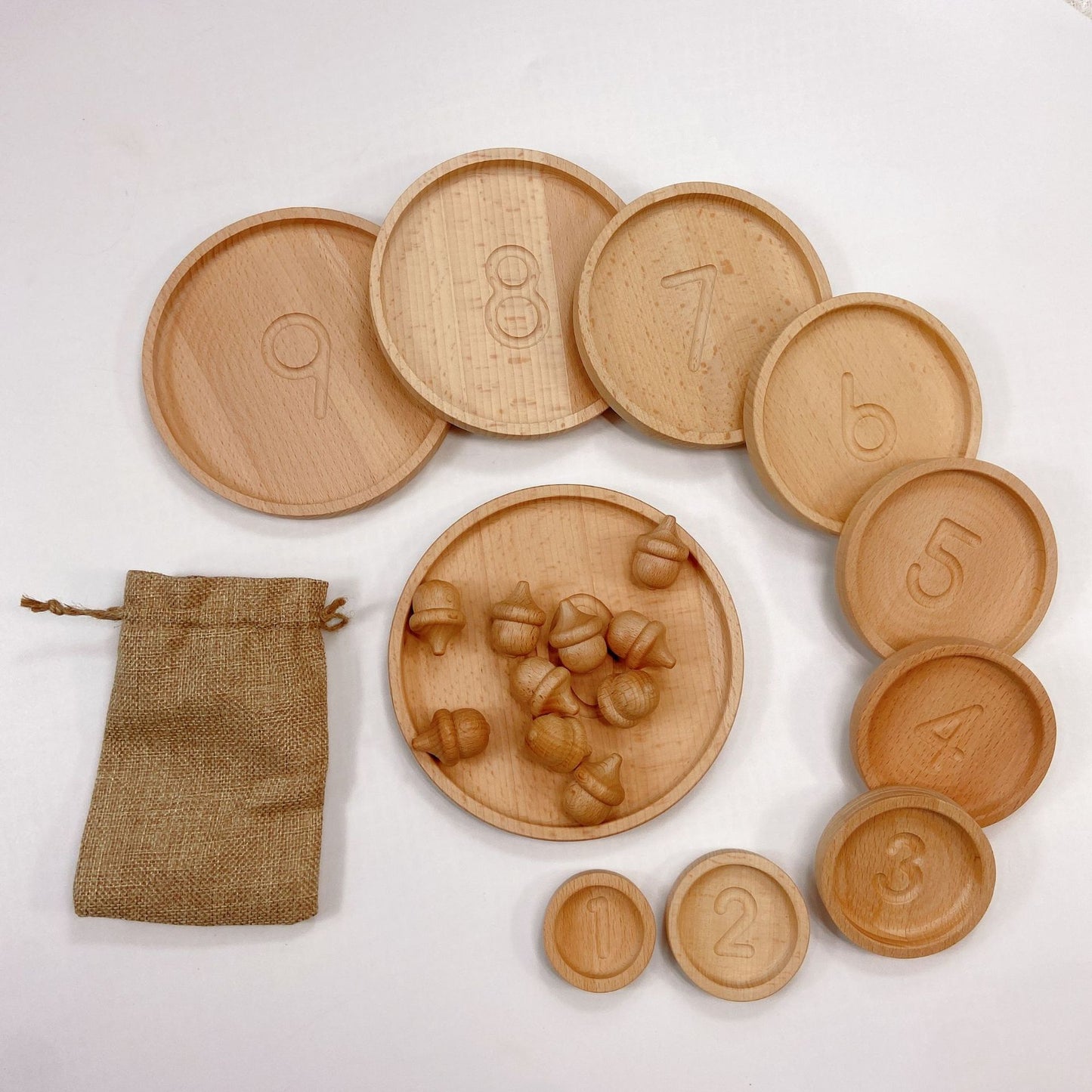 Wooden Montessori Number Counting Tray - HAPPY GUMNUT