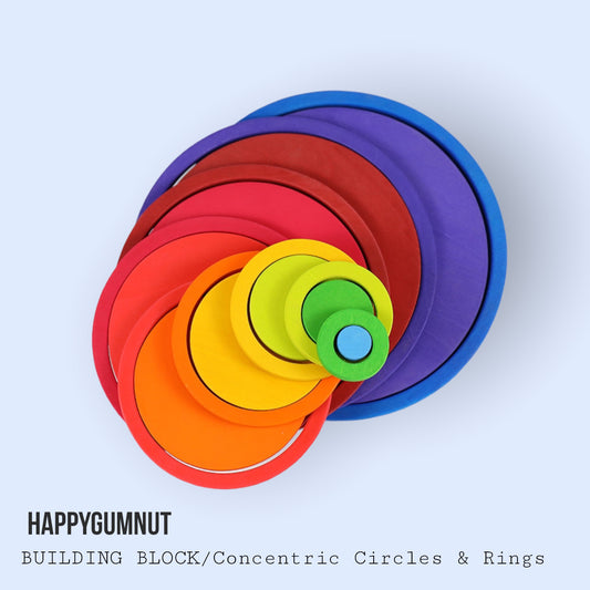 Wooden Rainbow Concentric Circle Plate Buidling Set - HAPPY GUMNUT