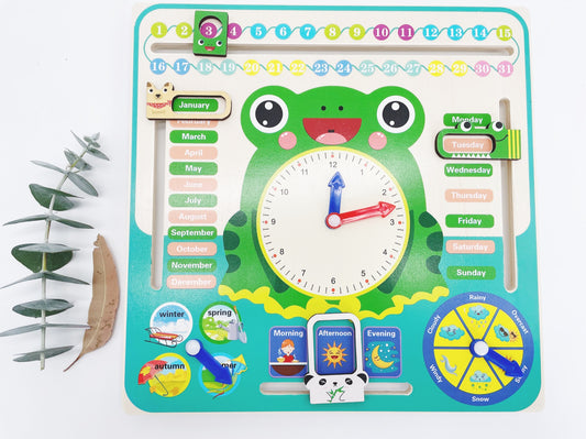 Wooden Learning Clock Calender Season Date & Weather! - HAPPY GUMNUT