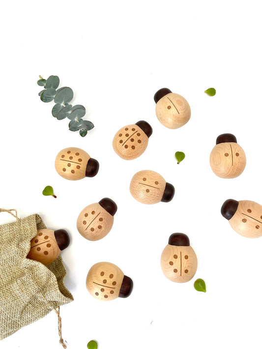 Super Cute!!! Natural Wooden Counting Numbers Ladybug Toys Number Learning Toy! - HAPPY GUMNUT