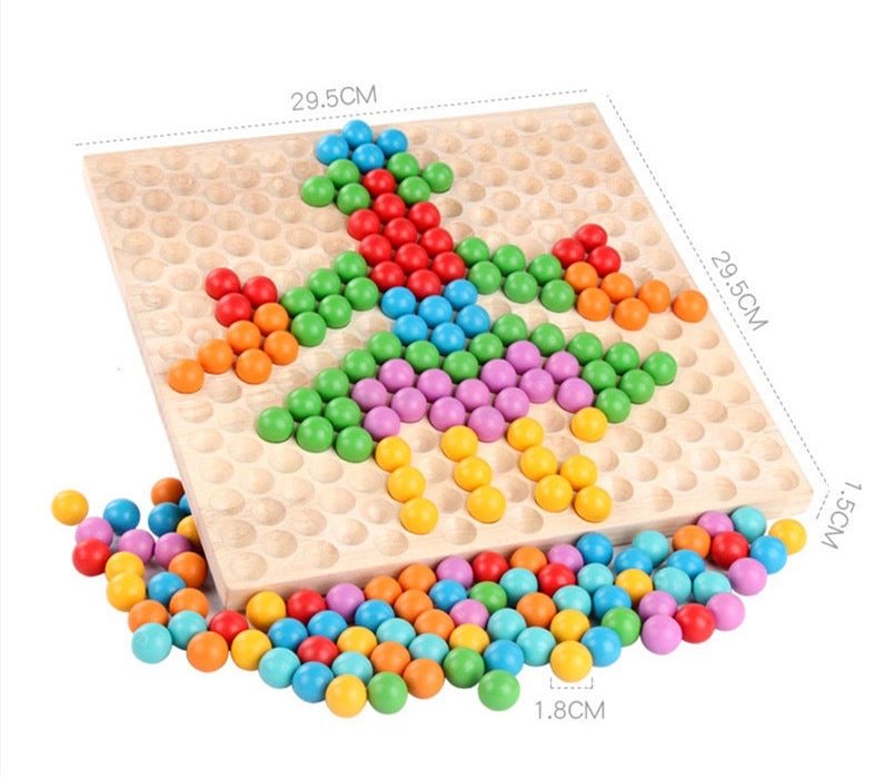 Premium Montessori Inspired Wooden Bead Board Dots Shuttle Mosaic board - HAPPY GUMNUT