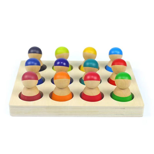 Rainbow 12 Colour Sorting Dolls Peg Boards - HAPPY GUMNUT