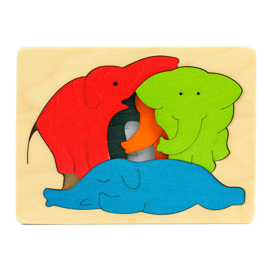 Wooden Multilayered Elephant Family Layers Puzzle - HAPPY GUMNUT