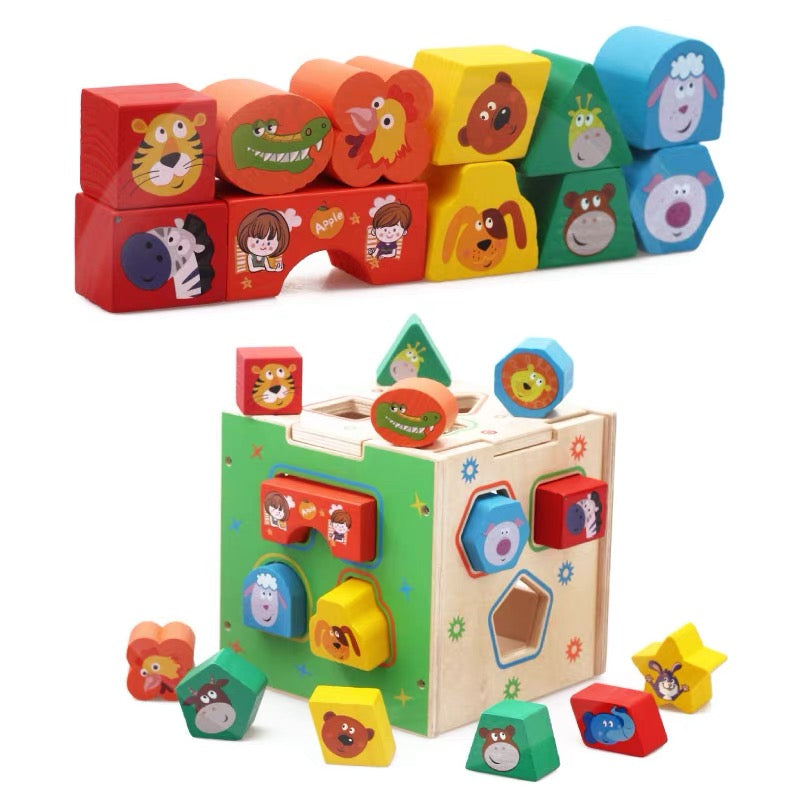 Animal Blocks Shape Sorting Box - HAPPY GUMNUT