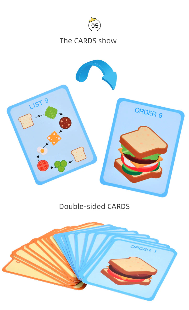Play and Learn 1 Column Sequence Food Set Includes Flash Cards - HAPPY GUMNUT