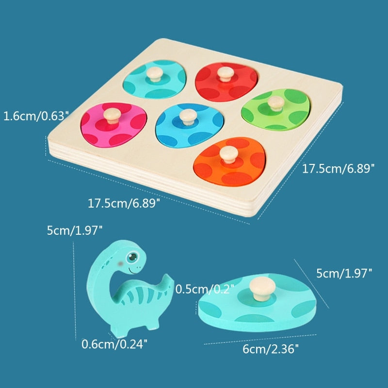 Wooden 3D Dinosaur Egg Multi-Layer Puzzle Toddler Colour Sorting Game ...