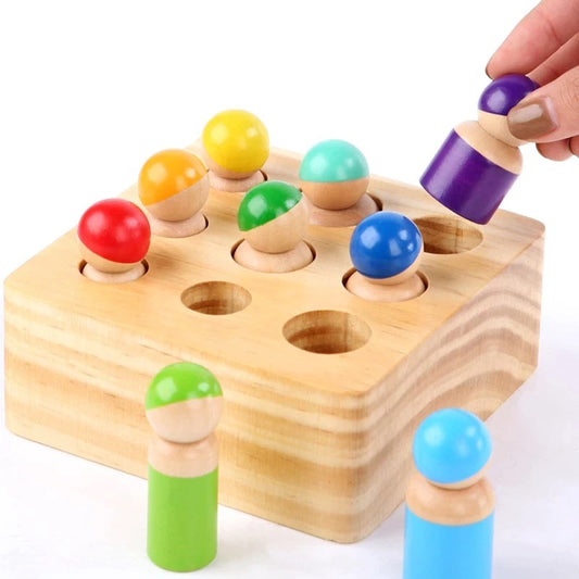 Wooden Rainbow Friends Cylinder Socket Block - HAPPY GUMNUT