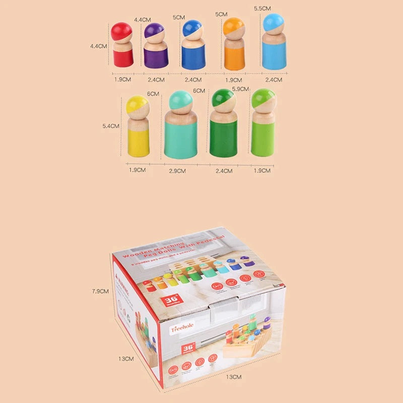Wooden Rainbow Friends Cylinder Socket Block - HAPPY GUMNUT