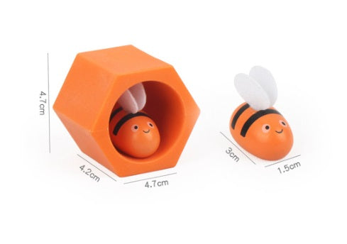 Wooden Beehives Bees Catching Game Colour Sorting Stacking Toy - HAPPY GUMNUT