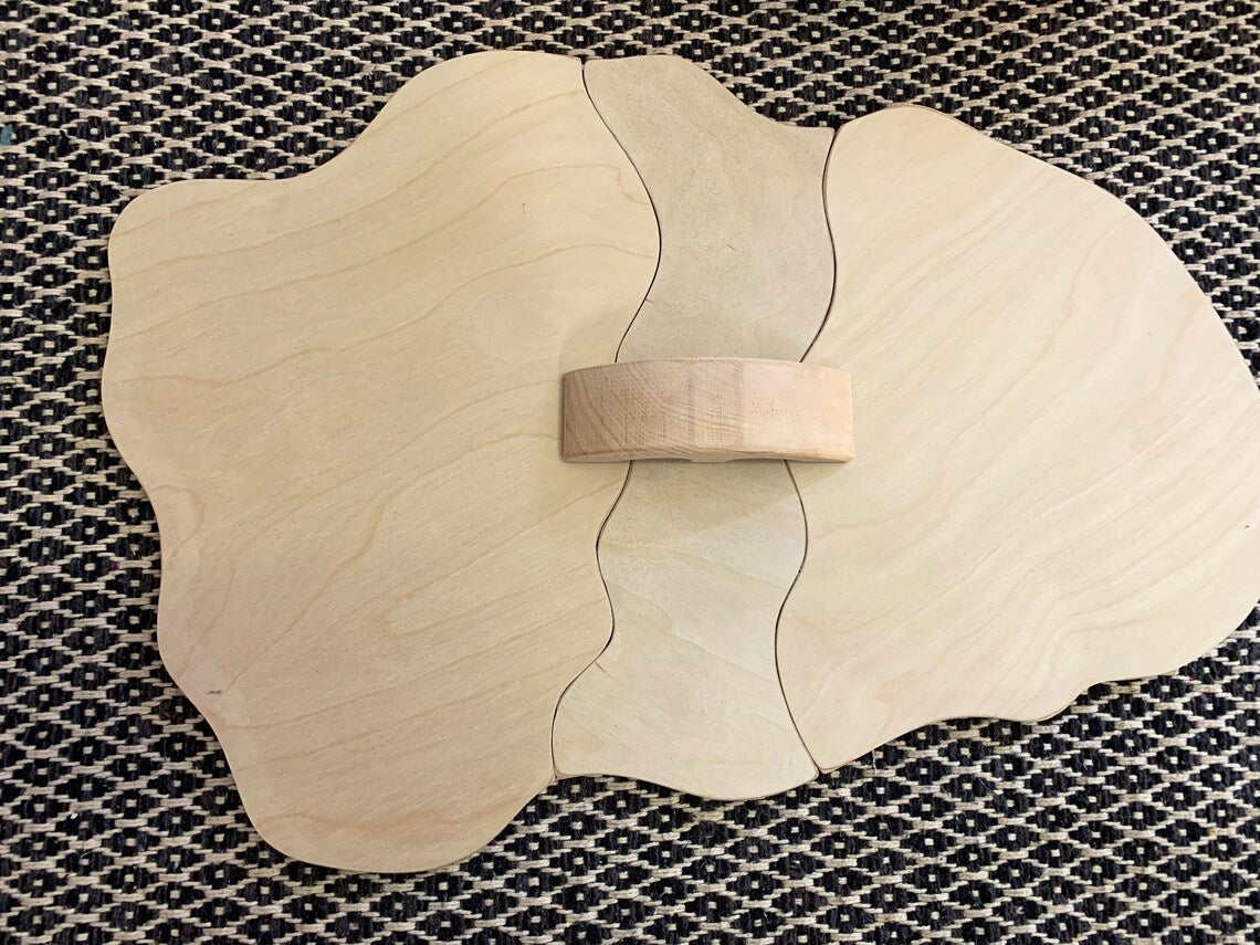 Waldorf Inspired Small World Play Wooden Base plates with river and bridge - HAPPY GUMNUT