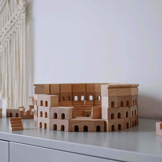 Wooden Roman Colosseum Building Blocks Set - HAPPY GUMNUT