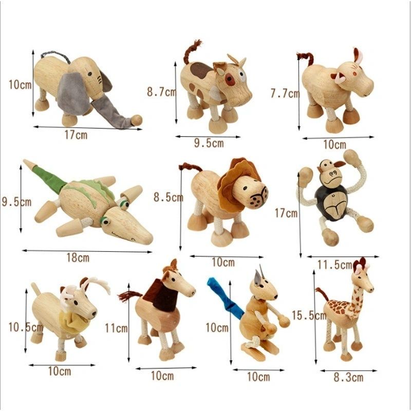 Wooden Jungle Farm Animals With Bendable Joints - HAPPY GUMNUT