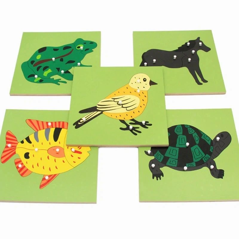 Montessori Wooden Educational Animal Puzzles Turtle Bird Frog Horse Fish Rooster Ladybug Butterfly Bundle - HAPPY GUMNUT