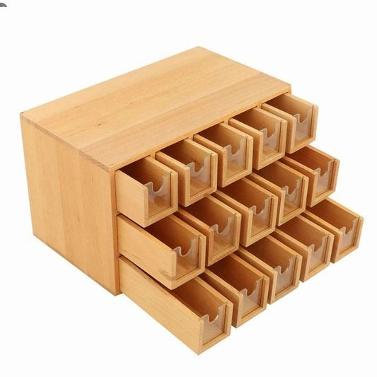 Montessori Container For Labels Wooden Organiser Drawers - HAPPY GUMNUT