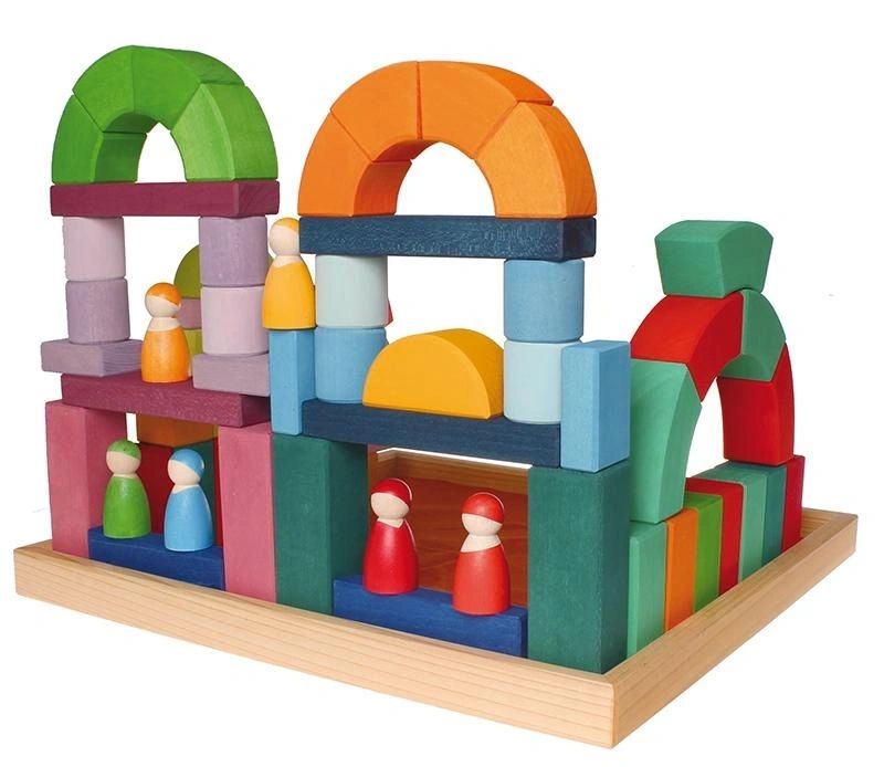 Large Romanesque Building Block Set Rainbow Blocks - HAPPY GUMNUT