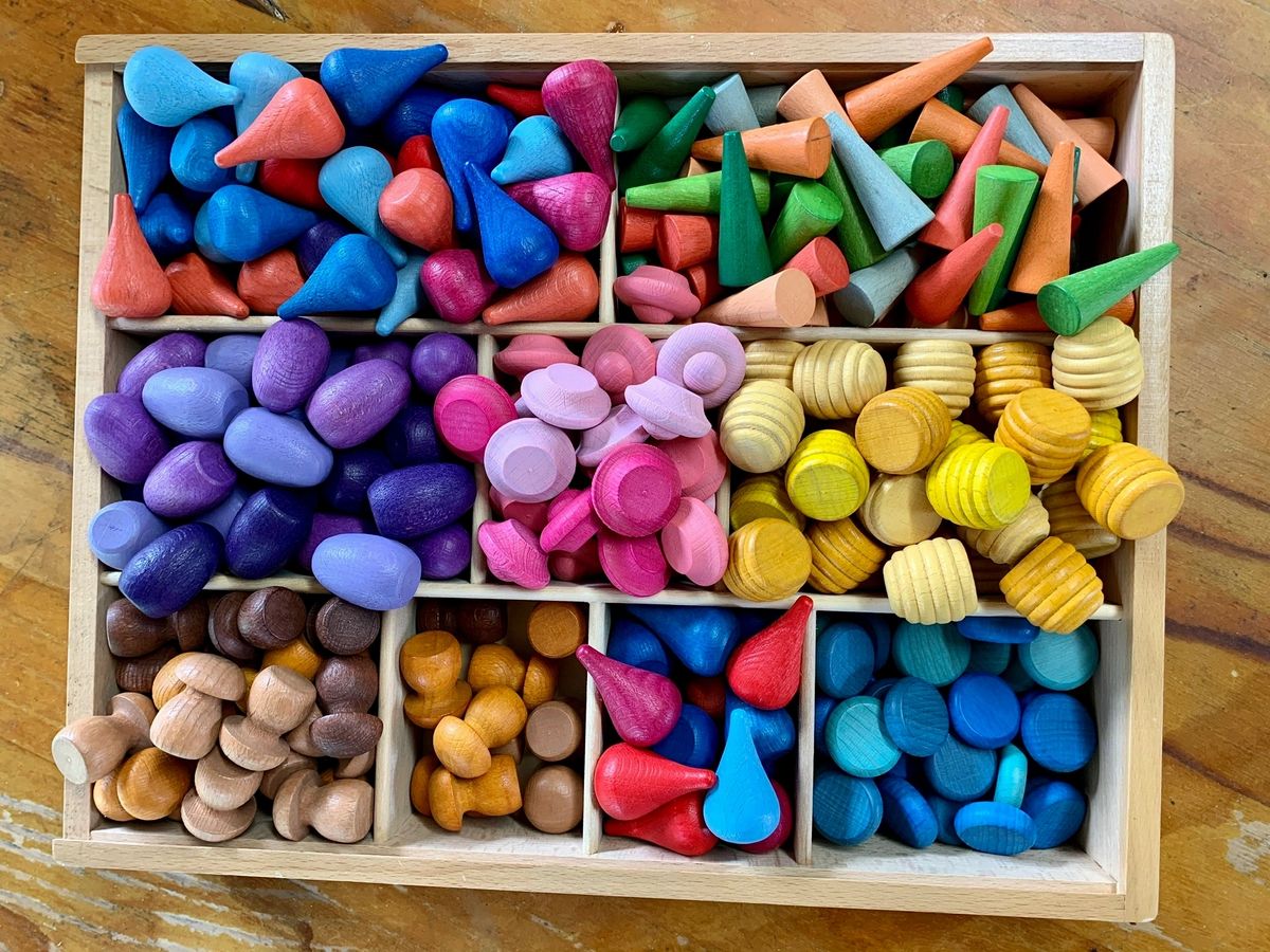 Wooden Rainbow Colour Mandala Loose Parts 324pcs Set - HAPPY GUMNUT